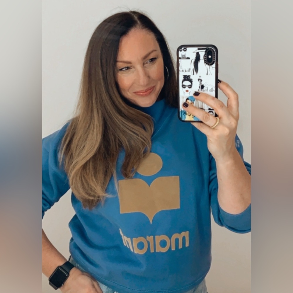 Isabel Marant blue and gold sweatshirt.